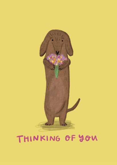 sausage dachshund Thinking of you Card 7728 created by Faye Finney
