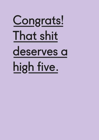 You deserve a high five congratulations card created by Twin Pines Creative