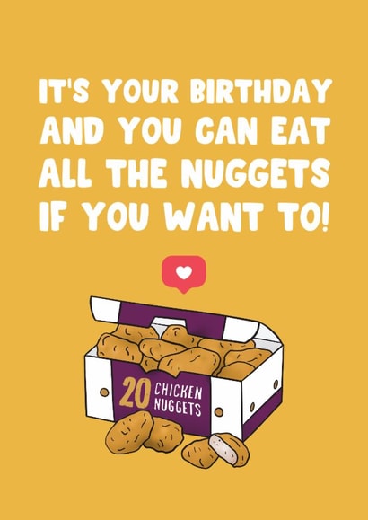Funny Birthday Card - 20 Chicken Nuggets - McDonalds created by Hey Huns It's Nicole