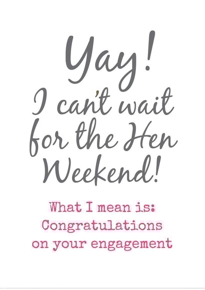Yay, I can't wait for the Hen DO! Engagement card created by Duckduckle Design