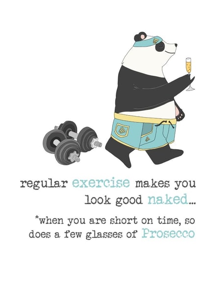 Regular exercise makes you look good naked, Birthday card created by Dandelion Stationery