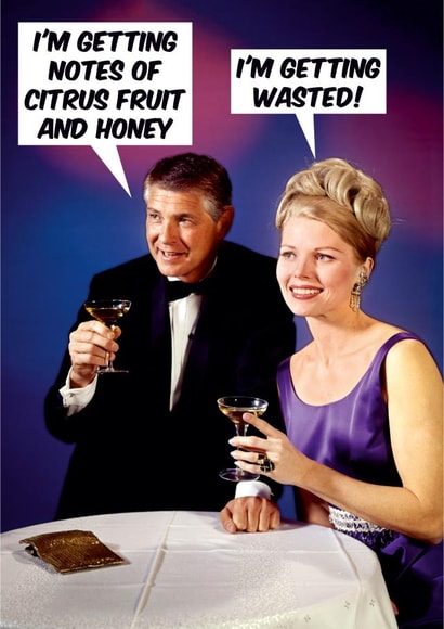 Funny Drinking Birthday Card – I'm Getting Wasted Retro Couple created by Dean Morris Cards