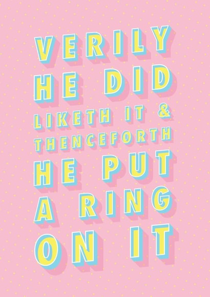 Thenceforth he put a ring on it - engagement created by Bookishly
