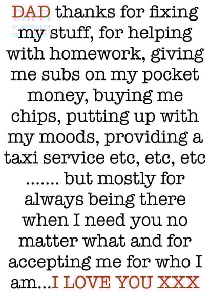 Funny Dad thank you card created by Adam Regester