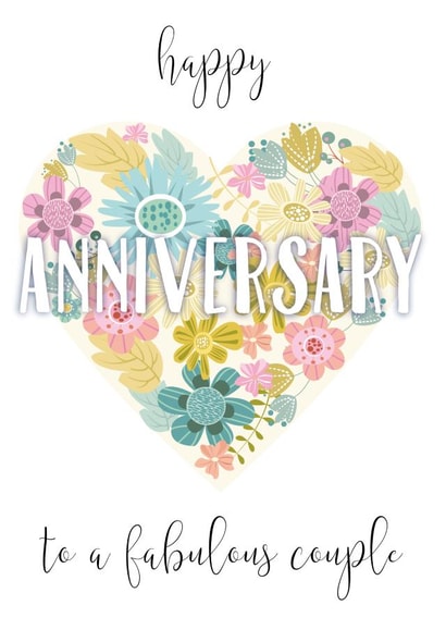 Classic Floral Anniversary Card - Happy Anniversary To A Fabulous Couple created by Pink Pig