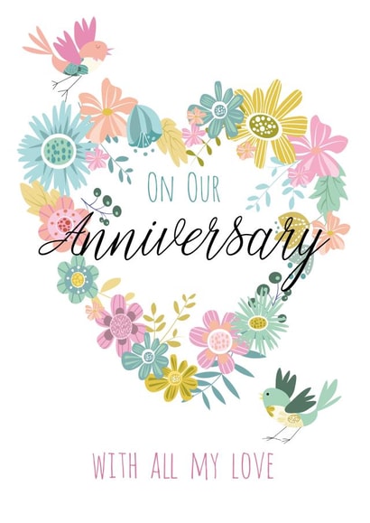 floral pretty Anniversary Card 2033 created by Pink Pig