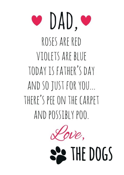 Poem from the dogs Father's Day card created by Chelsey Adams