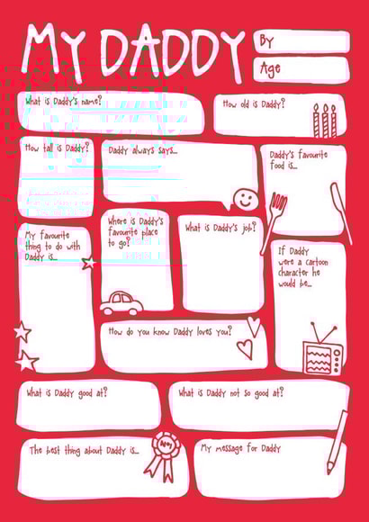 Cute Fathers Day Card / Birthday Card - Daddy - Fill In The Blanks - My Daddy created by Bow & Bell