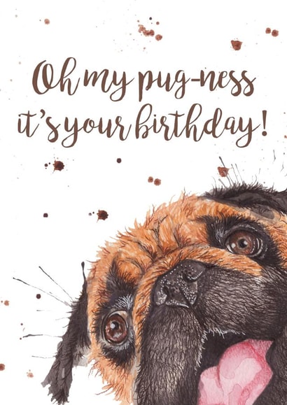 Cute Birthday Card - Oh My Pug-Ness created by Splatterworks