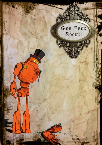 Steampunk Dieselpunk Get Well Card 11759 created by Curtis Allen