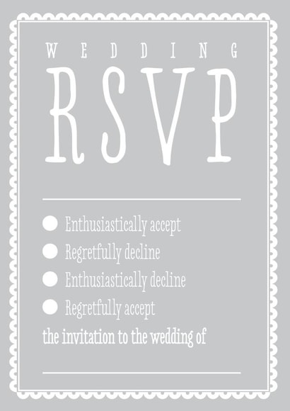 Funny RSVP wedding invite created by Bow & Bell
