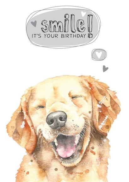 Cute Birthday Card - Golden Retriever - Dog - Smile created by Dotty Dog Art
