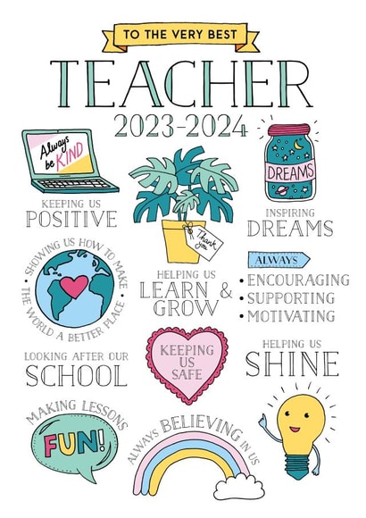 The Best Teacher card - card for teacher - teacher card from class of 2024 created by Eskimo Kiss Designs