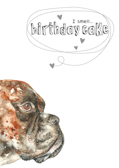 boxerdog cake Birthday Card 8299 created by Dotty Dog Art