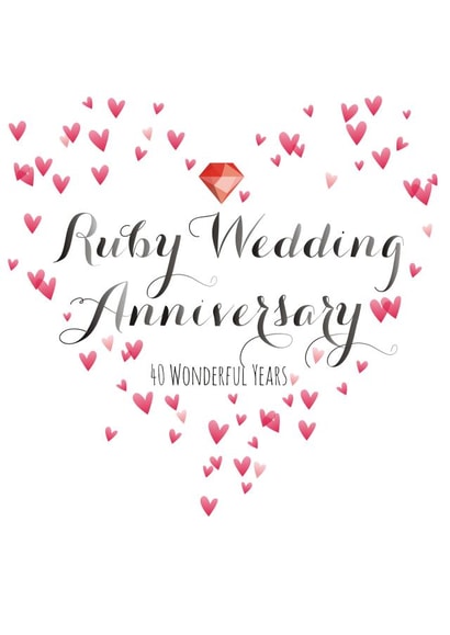 Pretty Ruby Wedding Anniversary Card - 40 Years - 40 Wonderful Years created by Claire Giles
