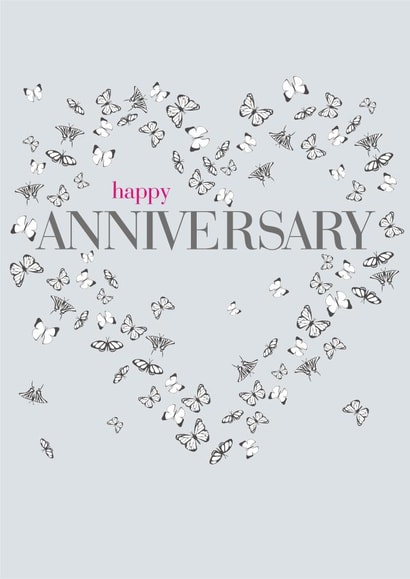Pretty Butterfly Anniversary Card - Heart - Happy Anniversary created by Claire Giles