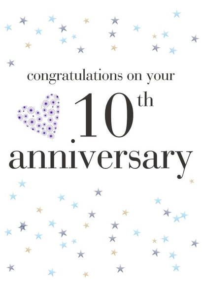 Cute 10th Anniversary Card - Congratulations On Your 10th Anniversary created by Claire Giles
