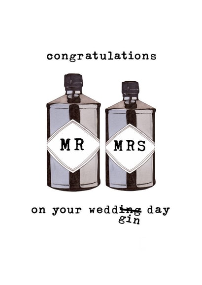 Gin wedding day card created by Panda and the Prince