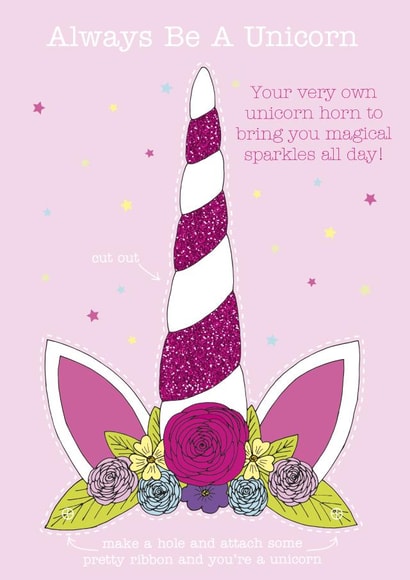 Always be a unicorn cut out your own unicorn horn birthday card created by Gellie Design