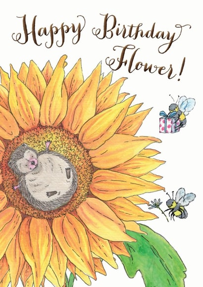 flower cute Birthday Card 11017 created by Helen Morgan Illustration