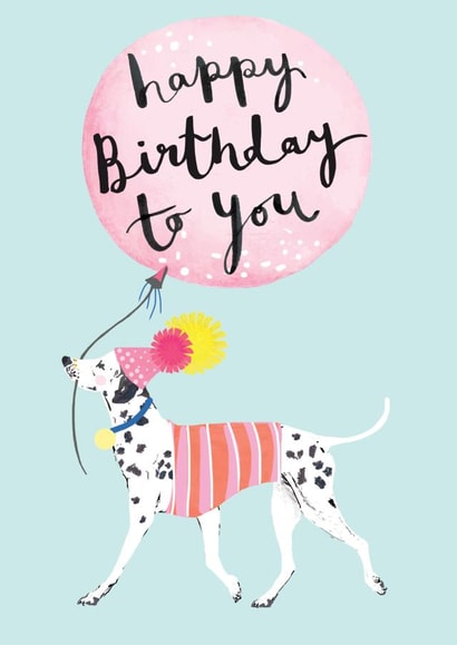 Cute Birthday Card - Dalmatian - Balloon - For Her created by Louise Tiler