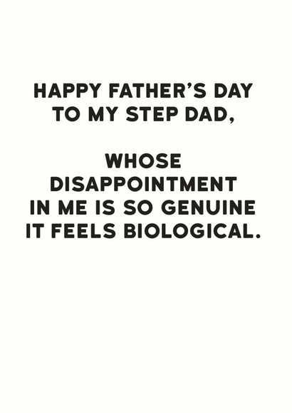 Stepdad genuine disappointment Father's Day card created by Holy Flaps
