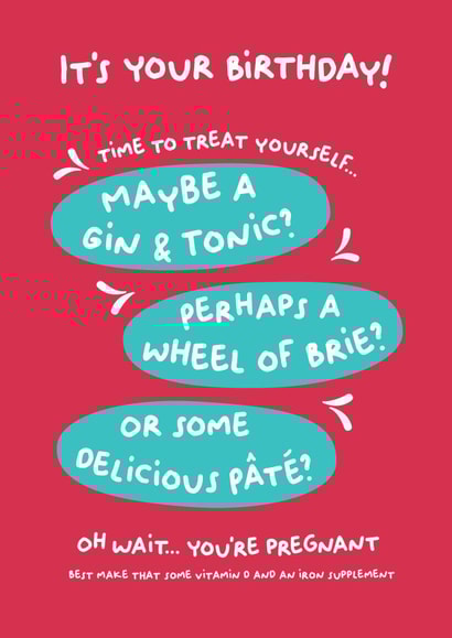 Pregnant on Birthday Card 1001 created by PaperJam Print Co.