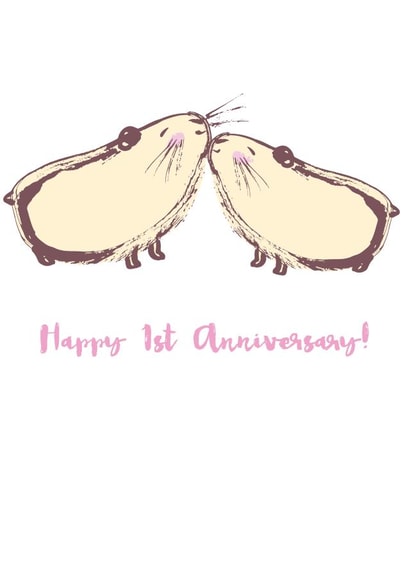 Cute Guinea Pig Anniversary Card - 1 Year - Happy 1st Anniversary created by From A Place of Wonder