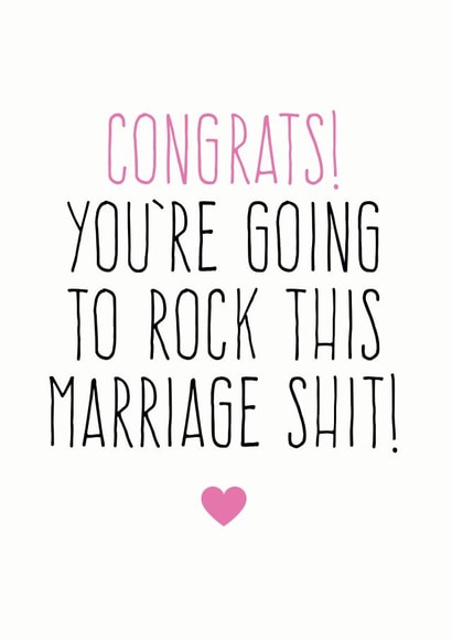 Funny Wedding Card For Couple - Engagement Card - Rock This Marriage Shit created by Purple Tree Designs