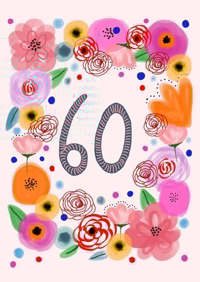 60 floral Birthday Card 9469 created by Hello Hatty