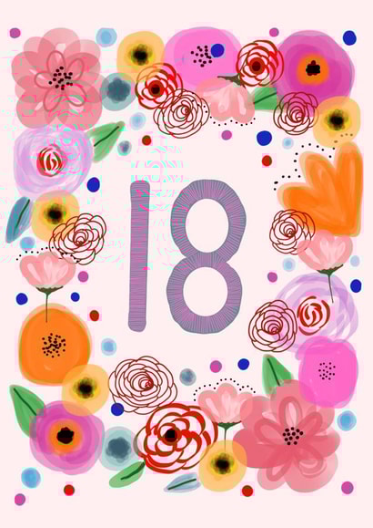 18 flower Birthday Card 9470 created by Hello Hatty