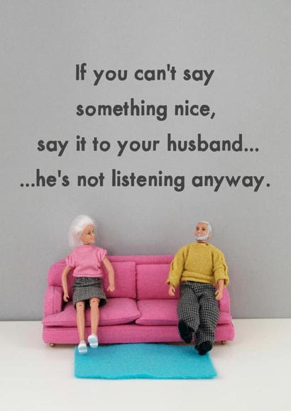 Funny Figurine Anniversary Card - Husband - If You Can't Say Something Nice Say It To Your Husband created by Bold & Bright Cards