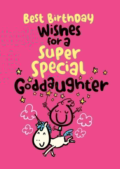 Goddaughter - Birthday Card - Cute - Magic - Unicorn created by Pink wink