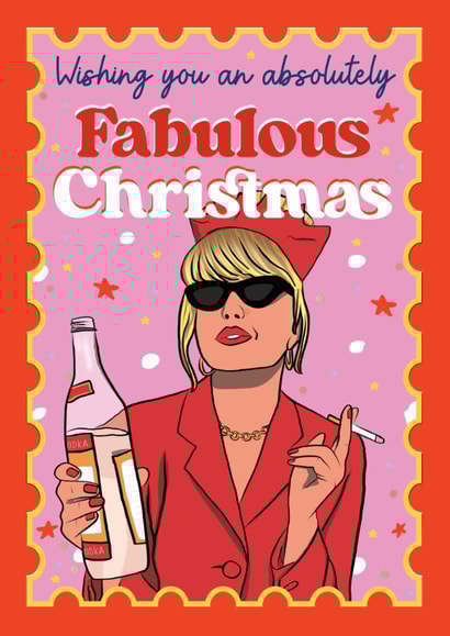 Funny Absolutely Fabulous Christmas card - Ab Fab xmas - Joanna Lumley created by Foggish