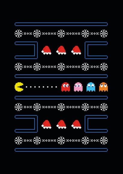 pacman gaming Christmas Card 22884 created by Christina Connelly