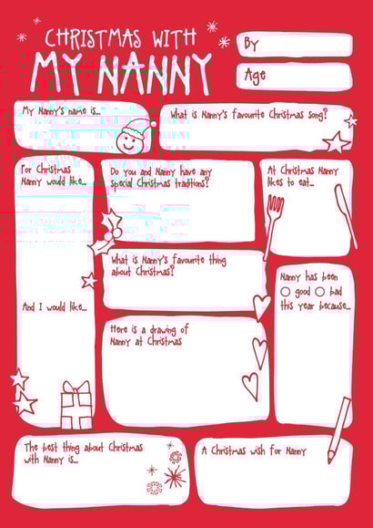 Cute Fill In The Blanks Christmas Card for Nanny created by Bow & Bell