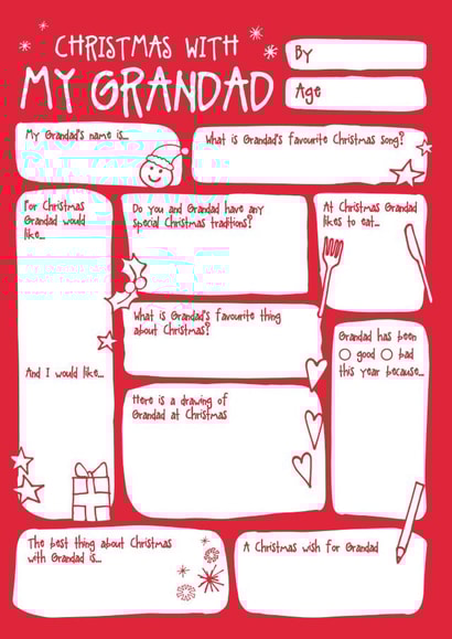 Christmas Fill In Question Card for Grandad created by Bow & Bell