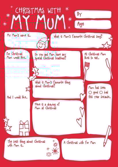 Fill In The Blanks Q&A Christmas Card for Mum created by Bow & Bell