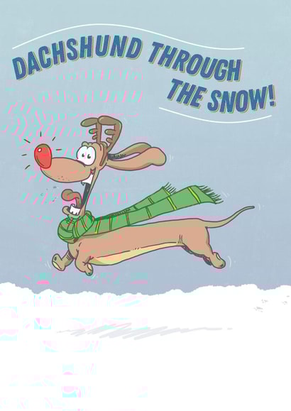 Cartoon Dachshund Christmas card created by Gideon Caspi