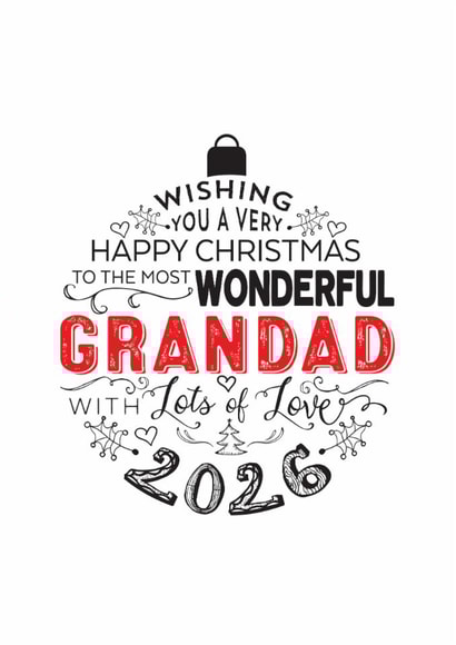 To The Most Wonderful Grandad - Grandad - 2026 - Modern Bauble Christmas Card created by Little Red Cherry