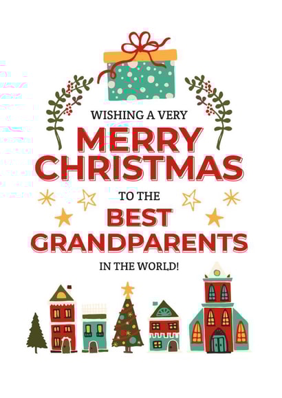 Cute - Fun - Festive - Traditional - Pretty - Christmas Town - Present - Best Grandparents - Mistletoe - Magical - Christmas Card created by Ivorymint cards
