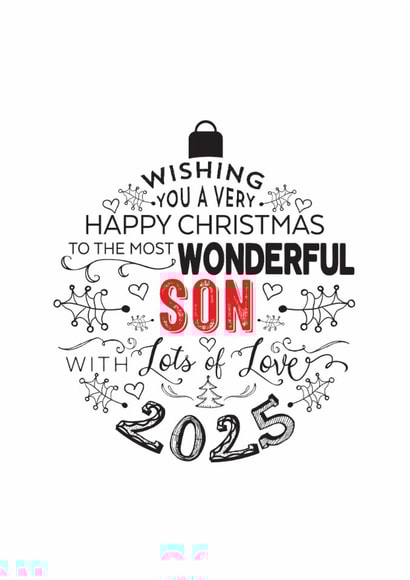 To The Most Wonderful Son - 2025 Wishing You A Very Happy Christmas Card created by Little Red Cherry