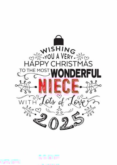 To The Most Wonderful Niece  - Niece - 2025 - Very Happy Christmas Card created by Little Red Cherry