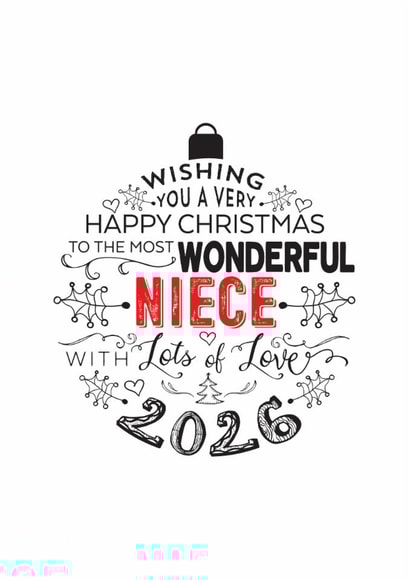 To The Most Wonderful Niece  - Niece - 2026 - Very Happy Christmas Card created by Little Red Cherry