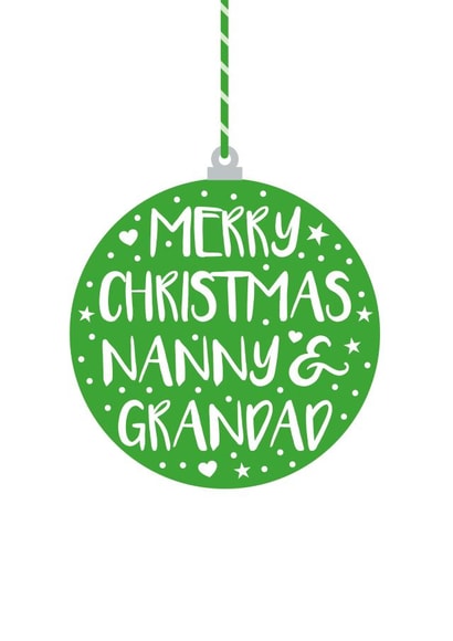 Green bauble Nanny & Grandad Christmas card created by Cookie Design