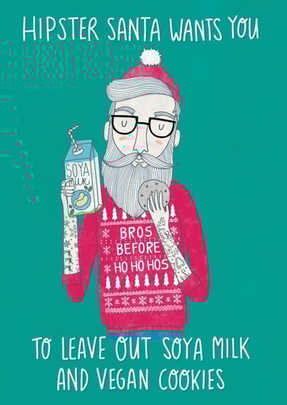 santa hipster Christmas Card 7816 created by Katie Ruby Illustration