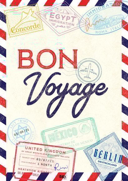 Bon Voyage travel card created by olliebrownillustration