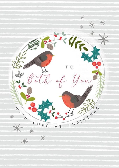 To Both of You - Couple - Robins - Cute - Holly - Festive - Stars - Sparkle created by Laura Darrington Design Ltd.
