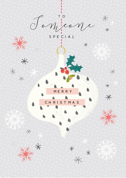 Modern/contemporary Christmas Card, featuring a stylish bauble design. created by Laura Darrington Design Ltd.