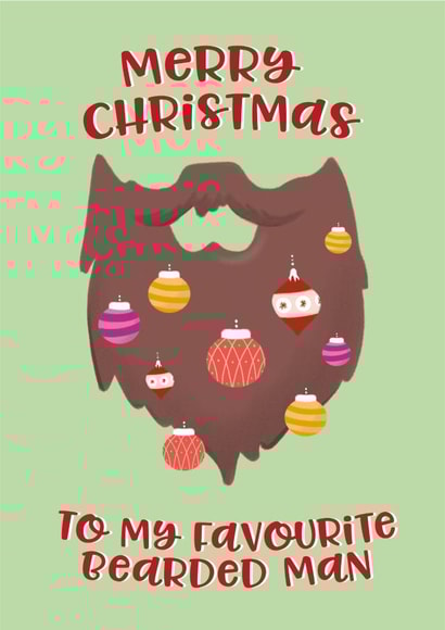 Trendy - Festive - Beard - Bearded Man - Baubles - Bauble Beard - Modern - Hipster - For Him - Christmas card created by PAPR Boutique